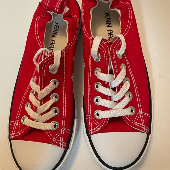 New Jenn Ardor Red and White Canvas Sneakers like converse size 6.5 - Picture 1 of 8